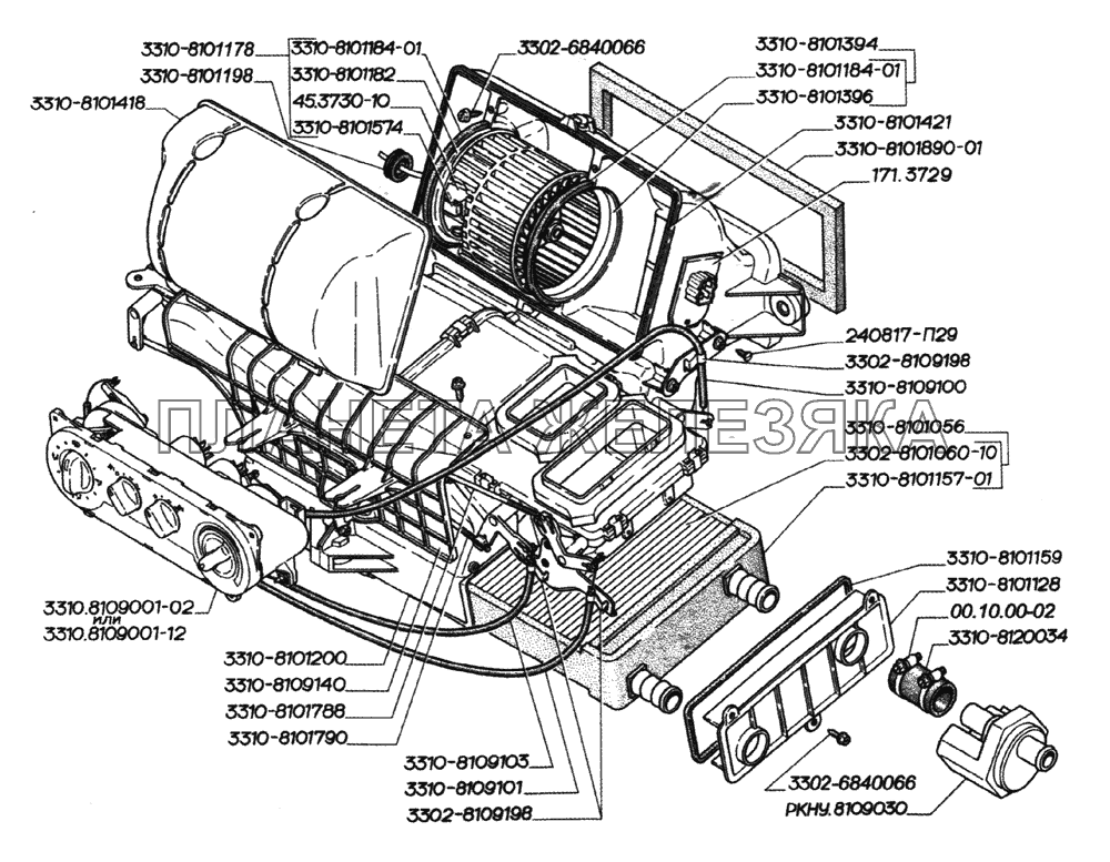 Отопитель (для автомобилей выпуска с 2003 года) ГАЗ-2705 (дв. ЗМЗ-406)